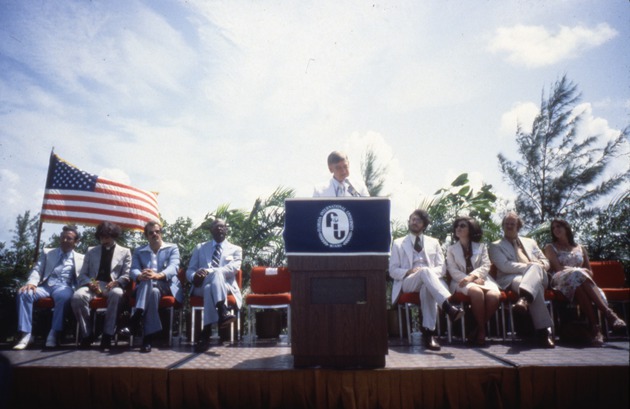 FIU President Harold B. Crosby speaking at the Student Center Groundbreaking on the Biscayne Bay Campus of Florida International University